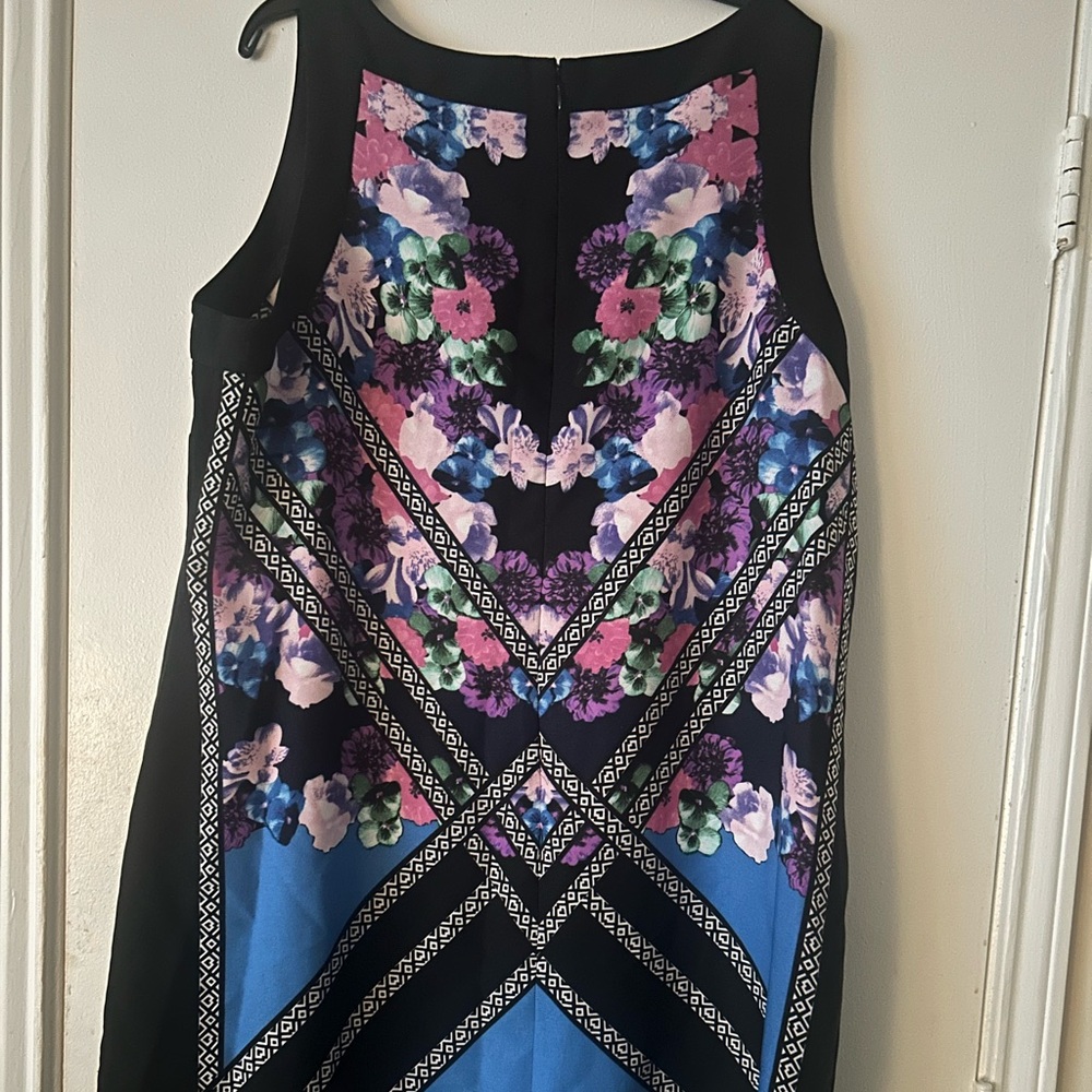 ILE like New Black Floral Print Sleeveless plus size Dress 20W